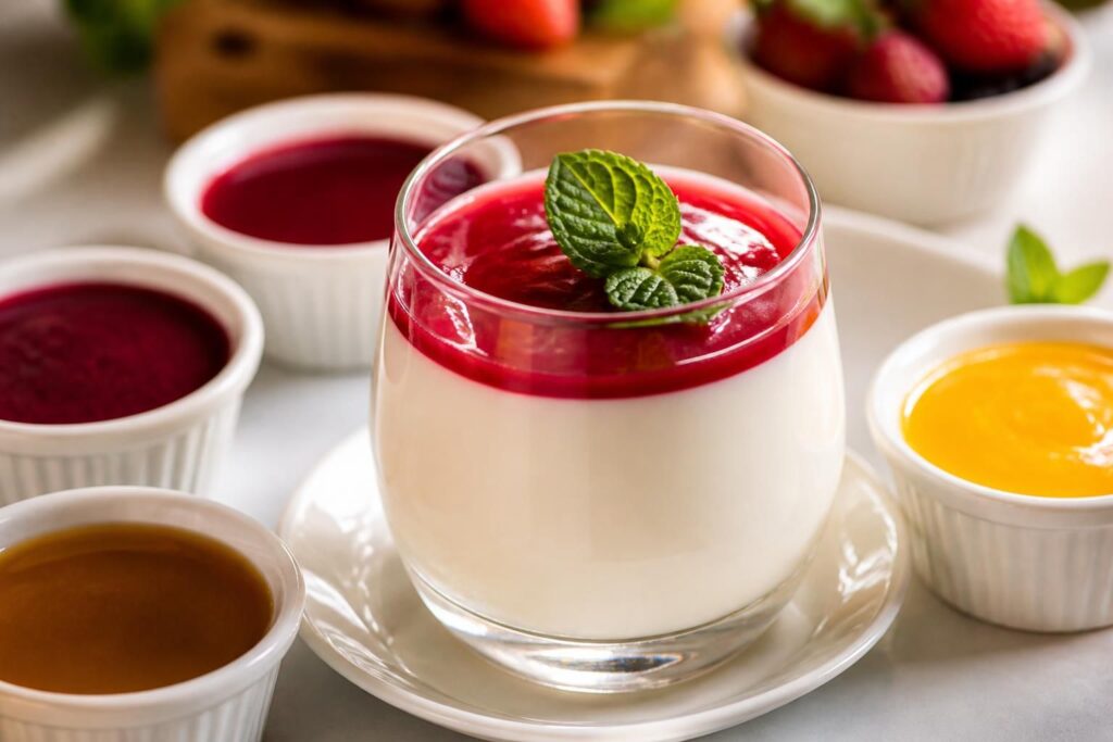 découvrez la recette crémeuse de la panna cotta accompagnée de ses coulis fruités pour un dessert gourmand et facile à réaliser.
