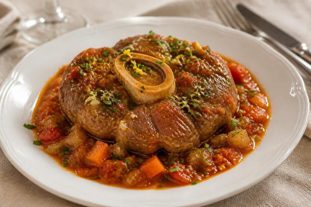 découvrez la recette traditionnelle de l'osso bucco de veau, un mijoté milanais savoureux et fondant, parfait pour un repas convivial et réconfortant.