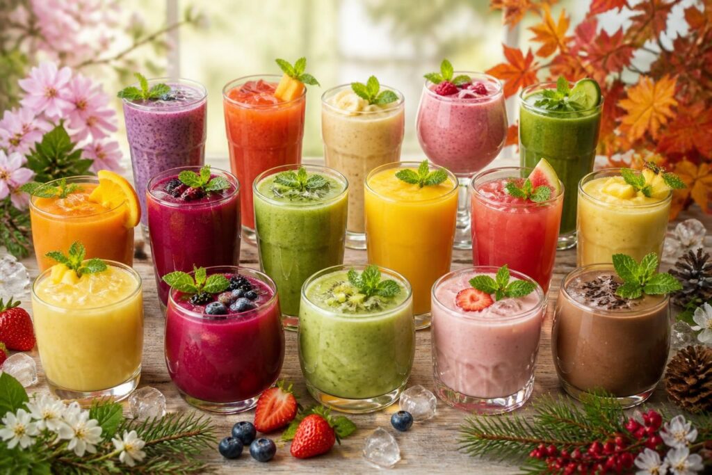 découvrez 15 recettes de smoothies frais et délicieux pour profiter de saveurs fruitées et vitaminées tout au long de l'année.